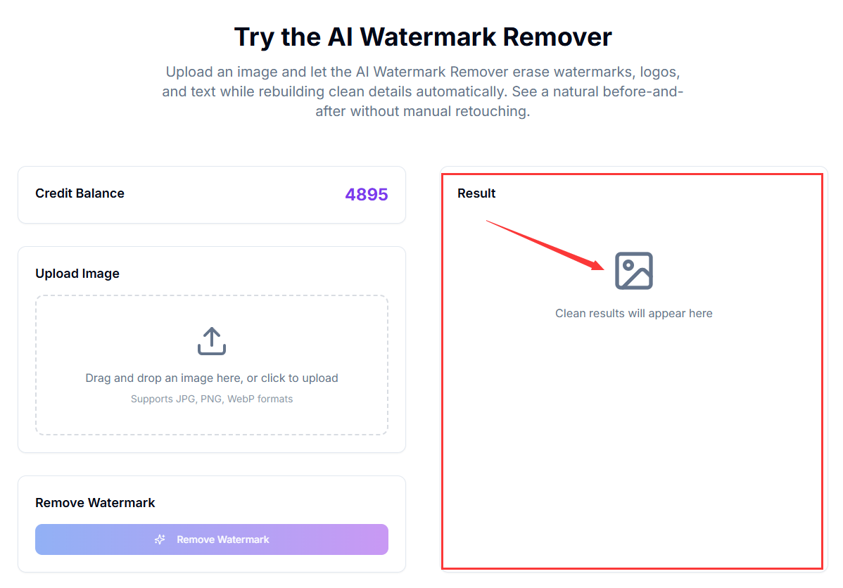 Result appears on the right